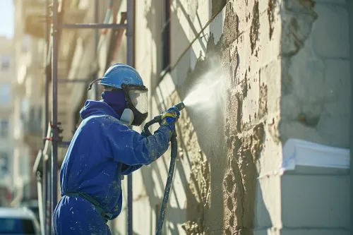 Nettoyage et réparation avant mise en peinture, étape essentielle de la préparation de façade rénovation.